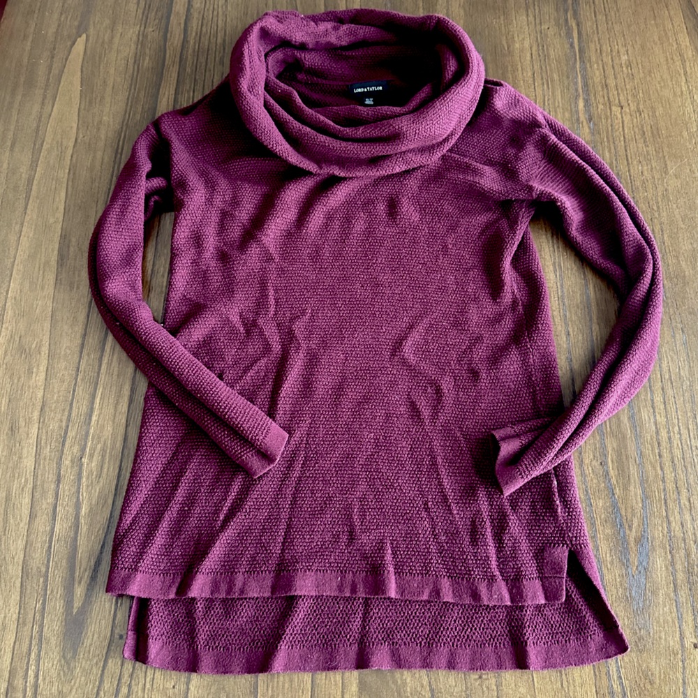 Lord & Taylor Burgundy Cowl Neck Sweater - Size XS